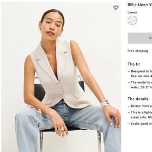 Reformation Billie Linen Vest Oatmeal - Size S